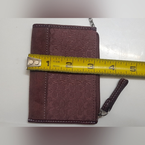 Coach Patterned Keychain Card Wallet In Plum - Picture 12 of 12